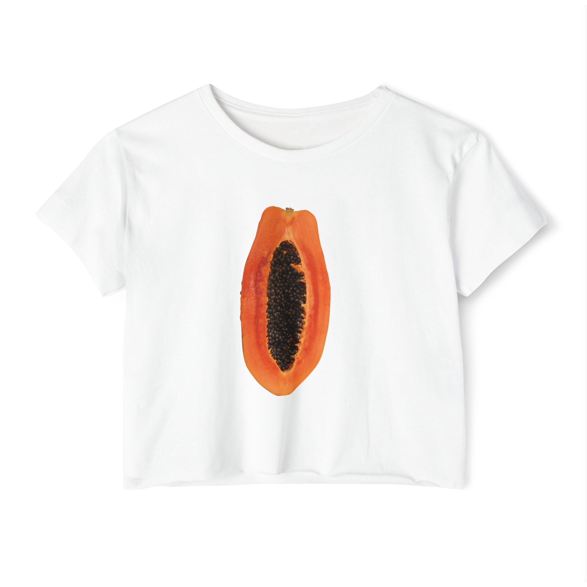 Papaya Print Crop Top — Women's Festival Summer Tee