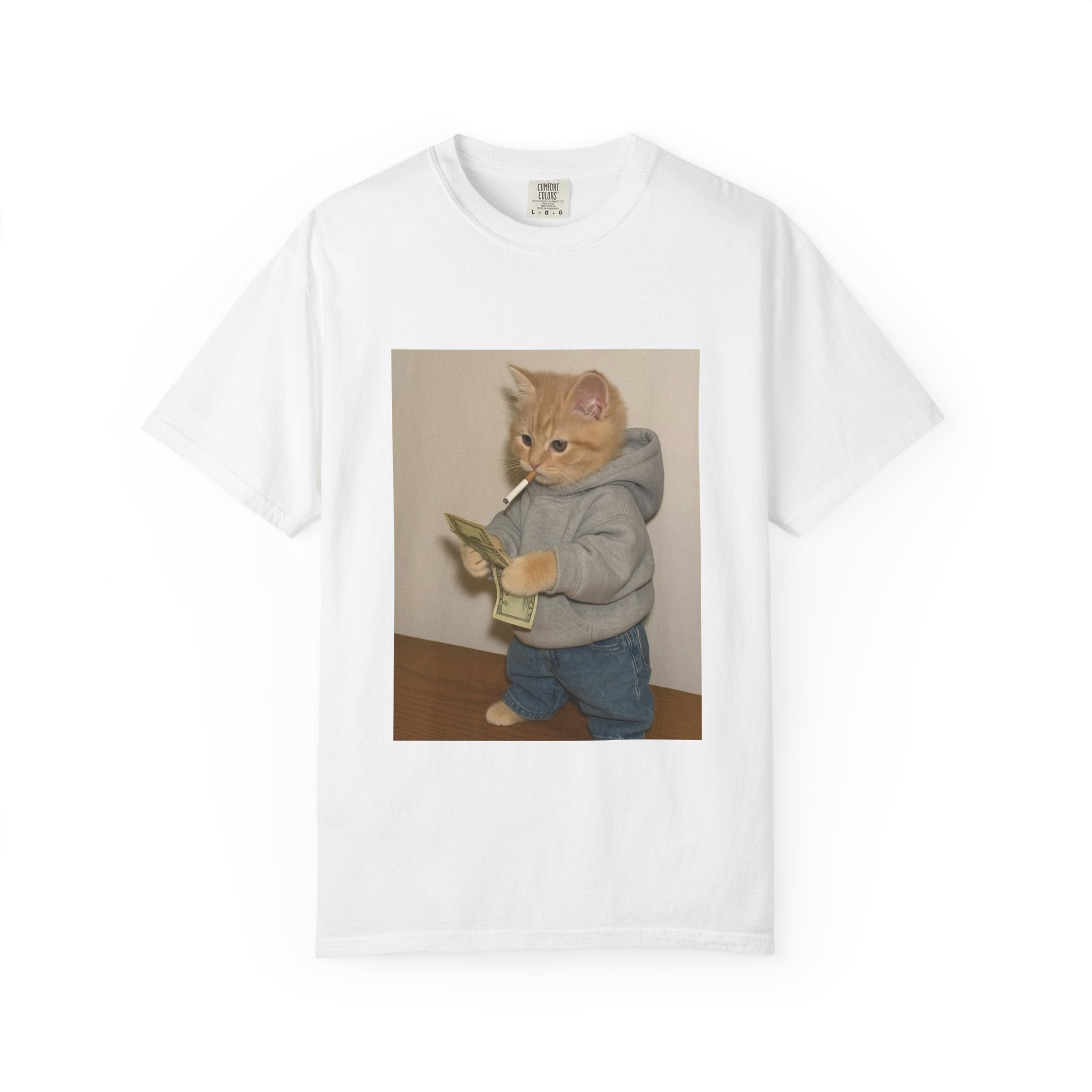 Cat Holding Money Tee